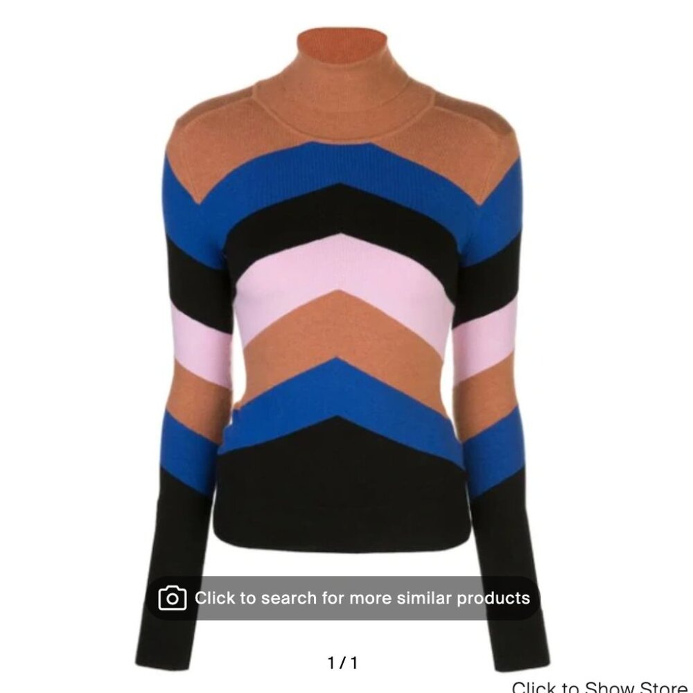 JOOSTRICOT Striped Slim-fit Jumper In Ultramarine/cinnamon